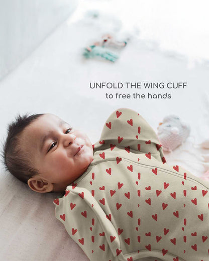 Cocoon Care Bamboo Transition Sleeping Bag/Pod-With Arms Out & Arms Up Options-With Two Way Zipper-Heart & Soul-For Infants-3 to 6M