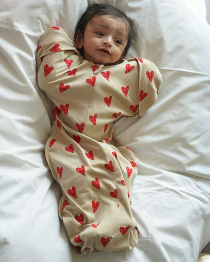 Cocoon Care Bamboo Transition Sleeping Bag/Pod-With Arms Out & Arms Up Options-With Two Way Zipper-Heart & Soul-For Infants-3 to 6M