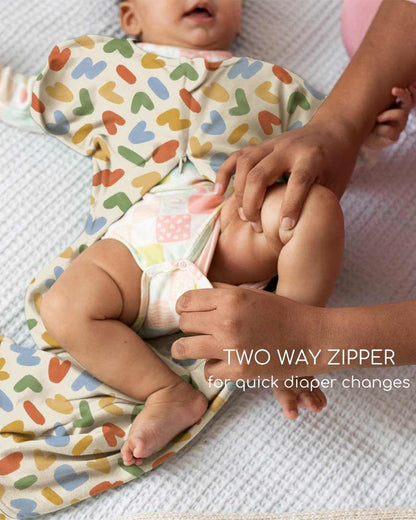 Cocoon Care Playful Notes Baby Sleeping Bag/Pod-Bamboo Cotton-With 2 Way Zipper-Newborn Bed