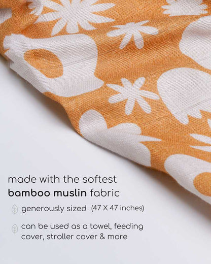 Cocoon Care Bloom Baby Bloom Bamboo Muslin Swaddle-Yellow-Infant Wraps