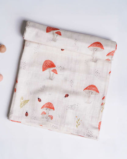 Cocoon Care Little Mushroom Lane Bamboo Muslin Swaddle-White-Infant Wraps