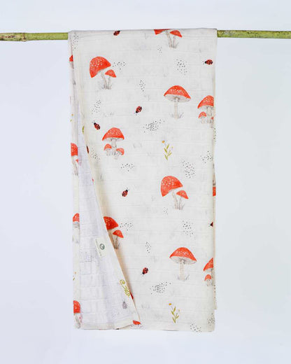 Cocoon Care Little Mushroom Lane Bamboo Muslin Swaddle-White-Infant Wraps