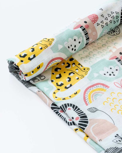 Cocoon Care Jungle Safari Bamboo Muslin Swaddle-Multicolor-Infant Wraps