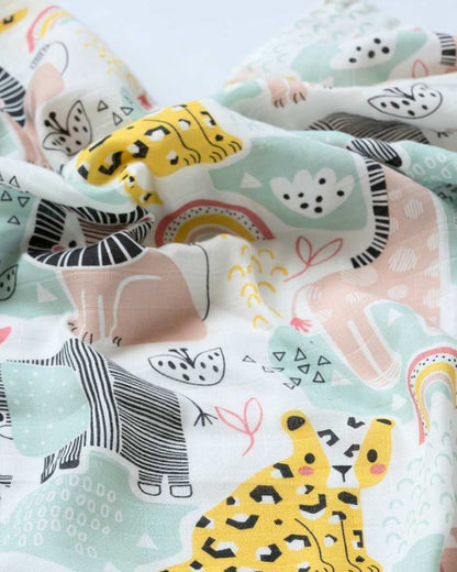 Cocoon Care Jungle Safari Bamboo Muslin Swaddle-Multicolor-Infant Wraps