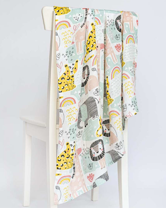 Cocoon Care Jungle Safari Bamboo Muslin Swaddle-Multicolor-Infant Wraps