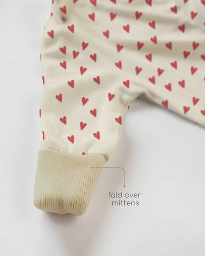 Cocoon Care Beige Sleepsuit-Heart Print-Bamboo-For Infants