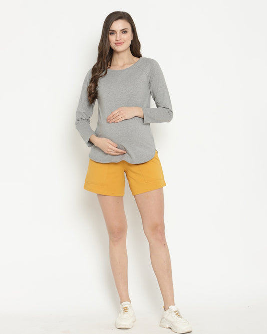 Wobbly Walk Casablanca Maternity Shorts-Solid Color-Cotton-Loose Fit-Bump Friendly