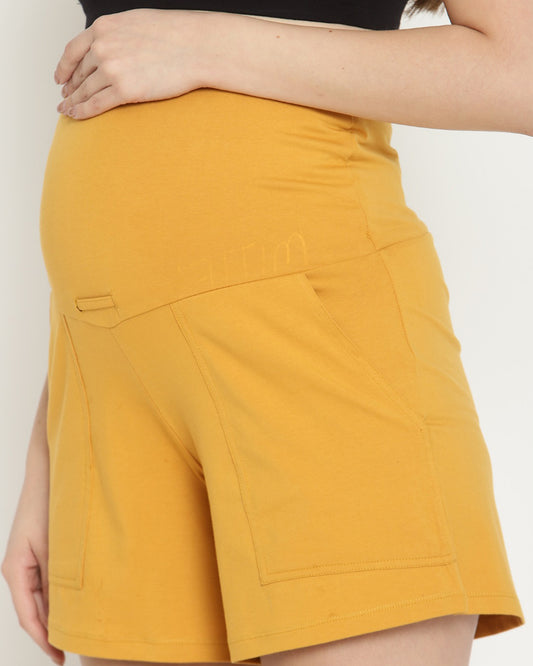 Wobbly Walk Casablanca Maternity Shorts-Solid Color-Cotton-Loose Fit-Bump Friendly