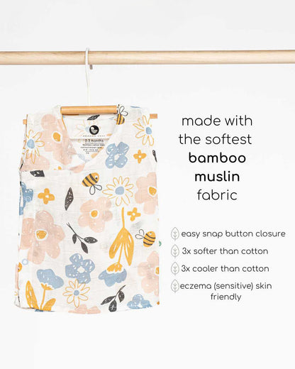 Cocoon Care Pastel Pink Kimono Jhabla-Busy Bee & Striped-Bamboo-Pack of 2-For Infants