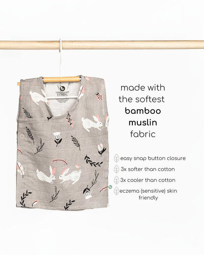 Cocoon Care Grey Kimono Jhabla-Rabbit Farm & Grey Grove-Bamboo-Pack of 2-For Infants