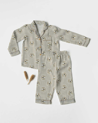 Cocoon Care Grey Nightsuit-Cub Face-Bamboo-For Infants