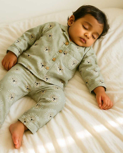 Cocoon Care Grey Nightsuit-Cub Face-Bamboo-For Infants