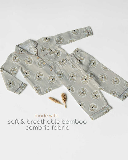 Cocoon Care Grey Nightsuit-Cub Face-Bamboo-For Infants