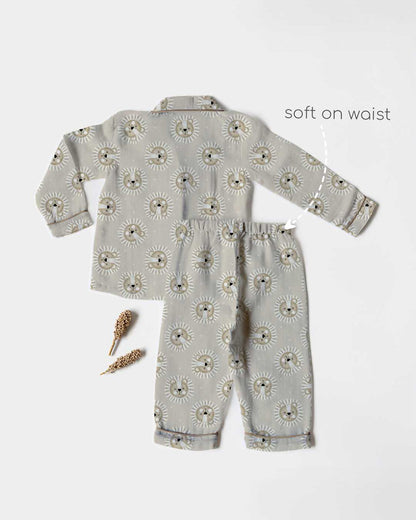 Cocoon Care Grey Nightsuit-Cub Face-Bamboo-For Infants