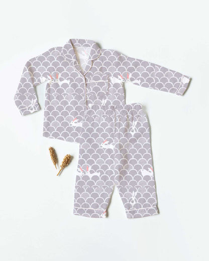 Cocoon Care Grey Nightsuit-Grey Grove-Bamboo-For Infants