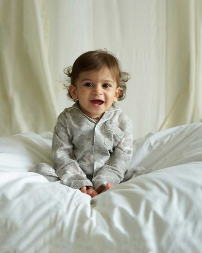 Cocoon Care Grey Nightsuit-Grey Grove-Bamboo-For Infants