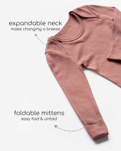 Cocoon Care Dusty Pink Bodysuit-Solid-Bamboo-For Infants