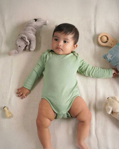 Cocoon Care Sage Green Bodysuit-Solid-Bamboo-For Infants
