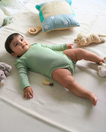 Cocoon Care Sage Green Bodysuit-Solid-Bamboo-For Infants