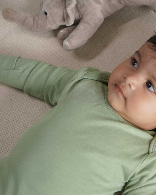 Cocoon Care Sage Green Bodysuit-Solid-Bamboo-For Infants