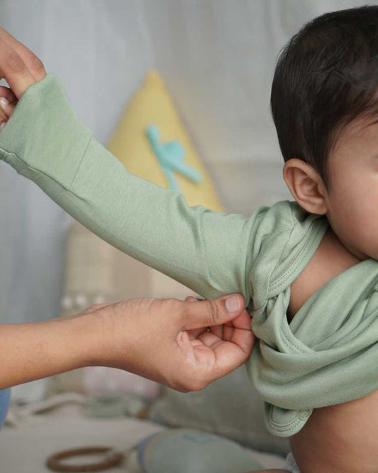 Cocoon Care Sage Green Bodysuit-Solid-Bamboo-For Infants