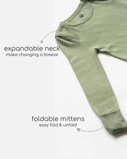 Cocoon Care Sage Green Bodysuit-Solid-Bamboo-For Infants