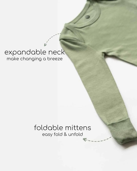 Cocoon Care Sage Green Bodysuit-Solid-Bamboo-For Infants