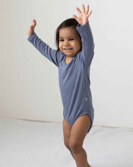 Cocoon Care Blue Bodysuit-Solid-Bamboo-For Infants