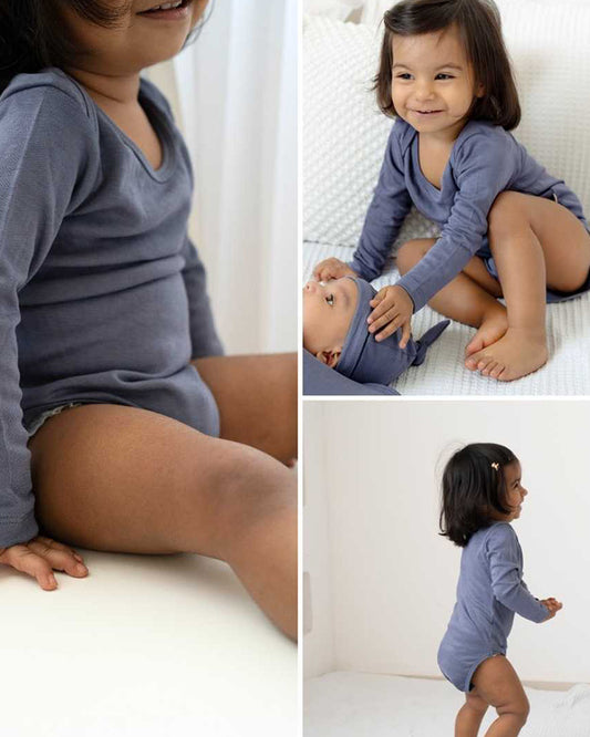 Cocoon Care Blue Bodysuit-Solid-Bamboo-For Infants
