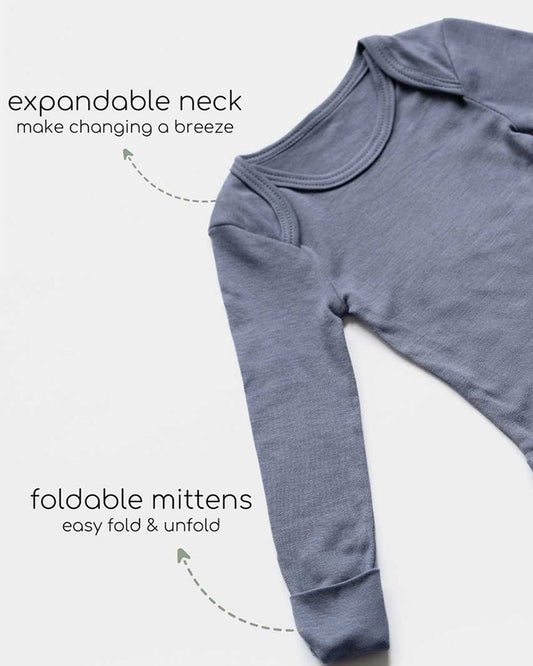 Cocoon Care Blue Bodysuit-Solid-Bamboo-For Infants