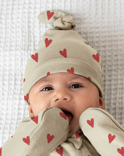 Cocoon Care Beige Caps, Booties & Mittens Set-Heart Soul-Bamboo-For Infants