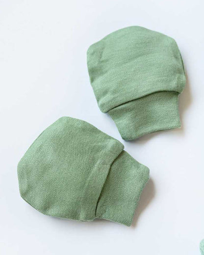 Cocoon Care Sage Green Caps, Booties & Mittens Set-Solid-Bamboo-For Infants