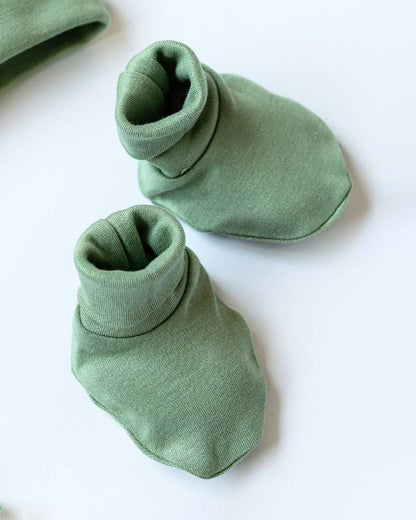 Cocoon Care Sage Green Caps, Booties & Mittens Set-Solid-Bamboo-For Infants