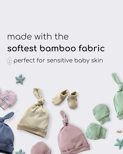 Cocoon Care Sage Green Caps, Booties & Mittens Set-Solid-Bamboo-For Infants