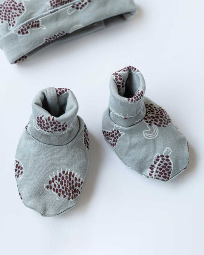 Cocoon Care Grey Caps, Booties & Mittens Set-Wild Stride-Bamboo-For Infants