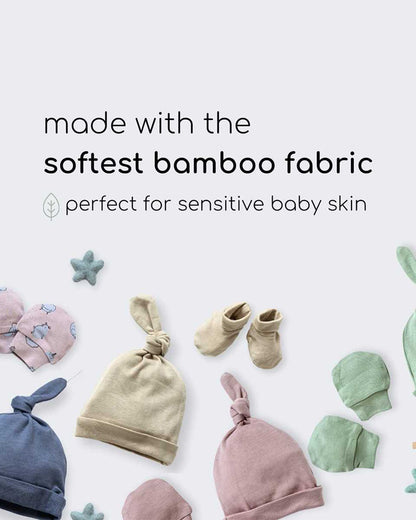 Cocoon Care Grey Caps, Booties & Mittens Set-Wild Stride-Bamboo-For Infants