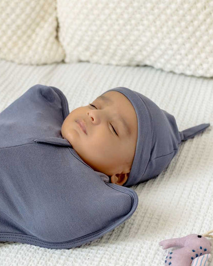 Cocoon Care Blue Caps, Booties & Mittens Set-Solid-Bamboo-For Infants