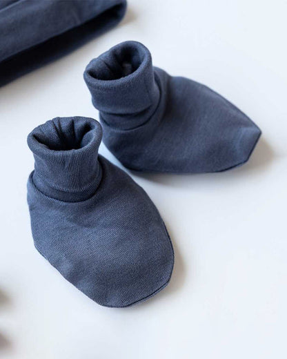 Cocoon Care Blue Caps, Booties & Mittens Set-Solid-Bamboo-For Infants
