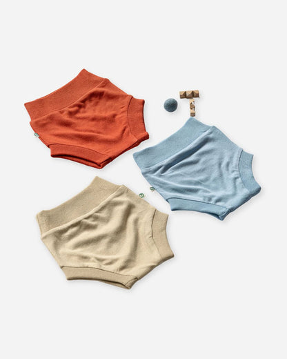 Cocoon Care Light Blue, Beige & Orange Panties-Solid-Bamboo-Pack of 3-For Infants