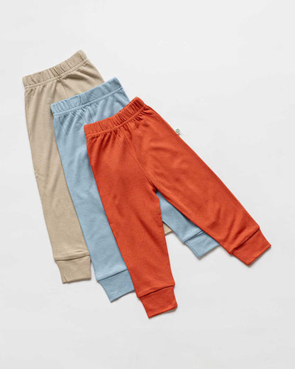 Cocoon Care Light Blue, Beige & Orange Pajamas-Solid-Bamboo-For Infants