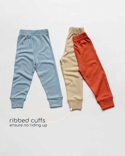 Cocoon Care Light Blue, Beige & Orange Pajamas-Solid-Bamboo-For Infants