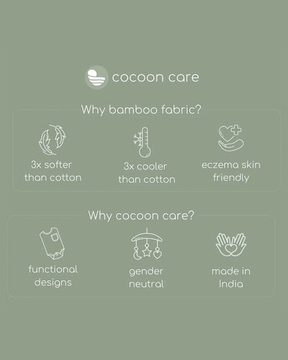 Cocoon Care Light Blue, Beige & Orange Pajamas-Solid-Bamboo-For Infants