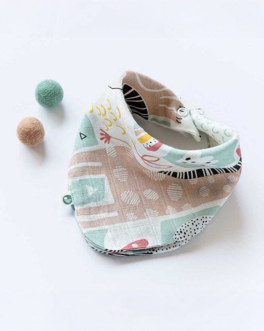 Cocoon Care Bamboo Muslin Bandana Bib & Wash Cloth-Jungle Safari-Super Absorbent-For Infants