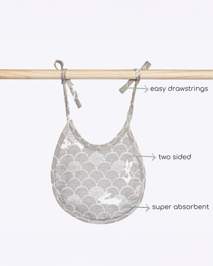 Cocoon Care Bamboo Terry Bib-With Soft Bamboo Muslin-Grey Grove-Soft & Absorbent-0-24 Months