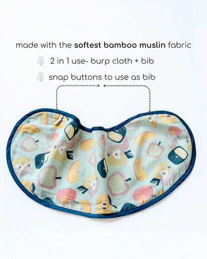 Cocoon Care Bamboo Muslin Burp Cloth-Apple Splash-Super Soft-For Infants