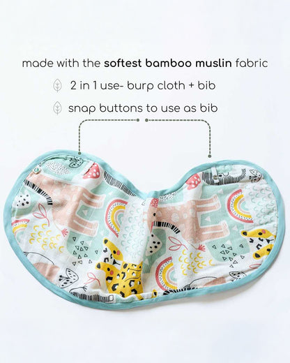 Cocoon Care Bamboo Muslin Burp Cloth-Jungle Safari-Super Soft-For Infants