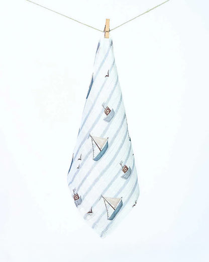 Cocoon Care Bamboo Muslin Wash Cloth-Boat Ahoy-Super Handy & Convenient-0-36 Months