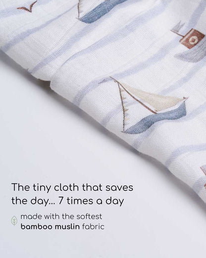 Cocoon Care Bamboo Muslin Wash Cloth-Boat Ahoy-Super Handy & Convenient-0-36 Months