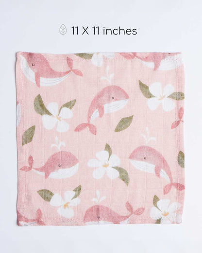 Cocoon Care Bamboo Muslin Wash Cloth-Pink Whale & Me-Super Handy & Convenient-0-36 Months