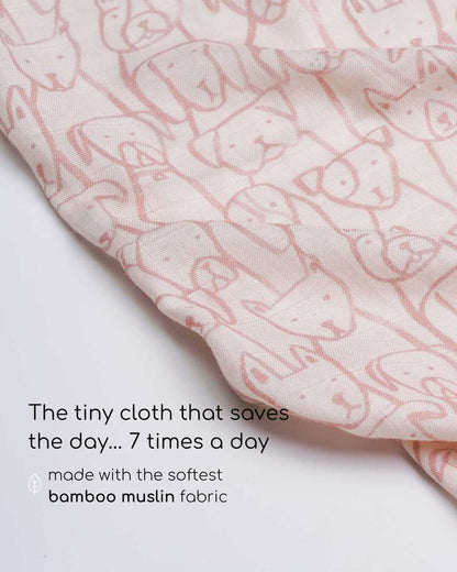 Cocoon Care Bamboo Muslin Wash Cloth-Dog Face Parade-Super Handy & Convenient-0-36 Months